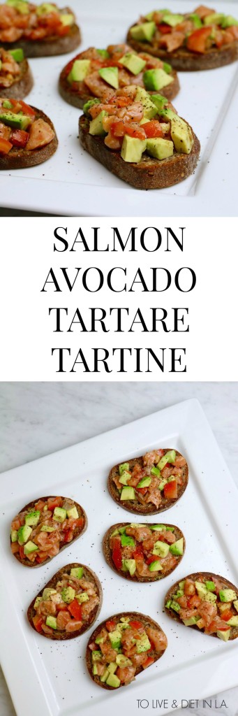 Salmon Avocado Tartare Tartine via To Live & Diet in L.A.
