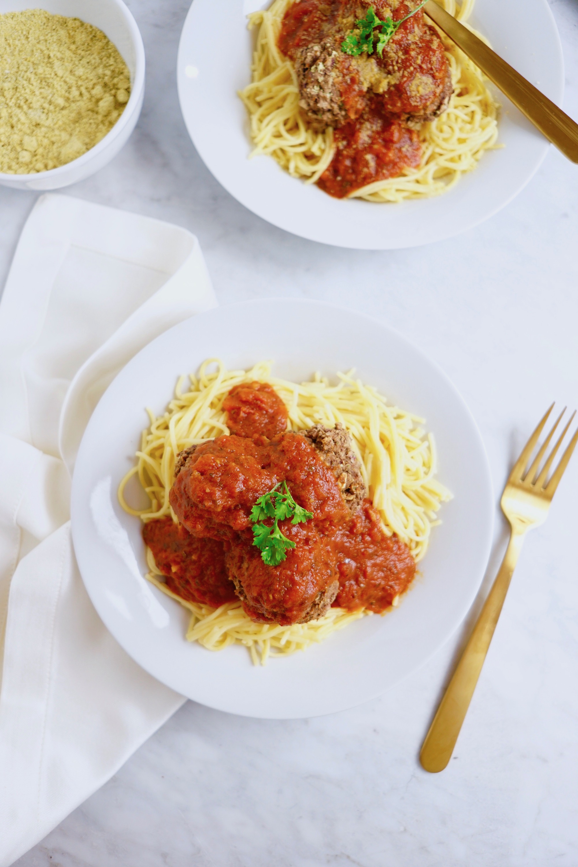 Vegan Meatballs + Spaghetti a delicious, plantbased dinner, ready in