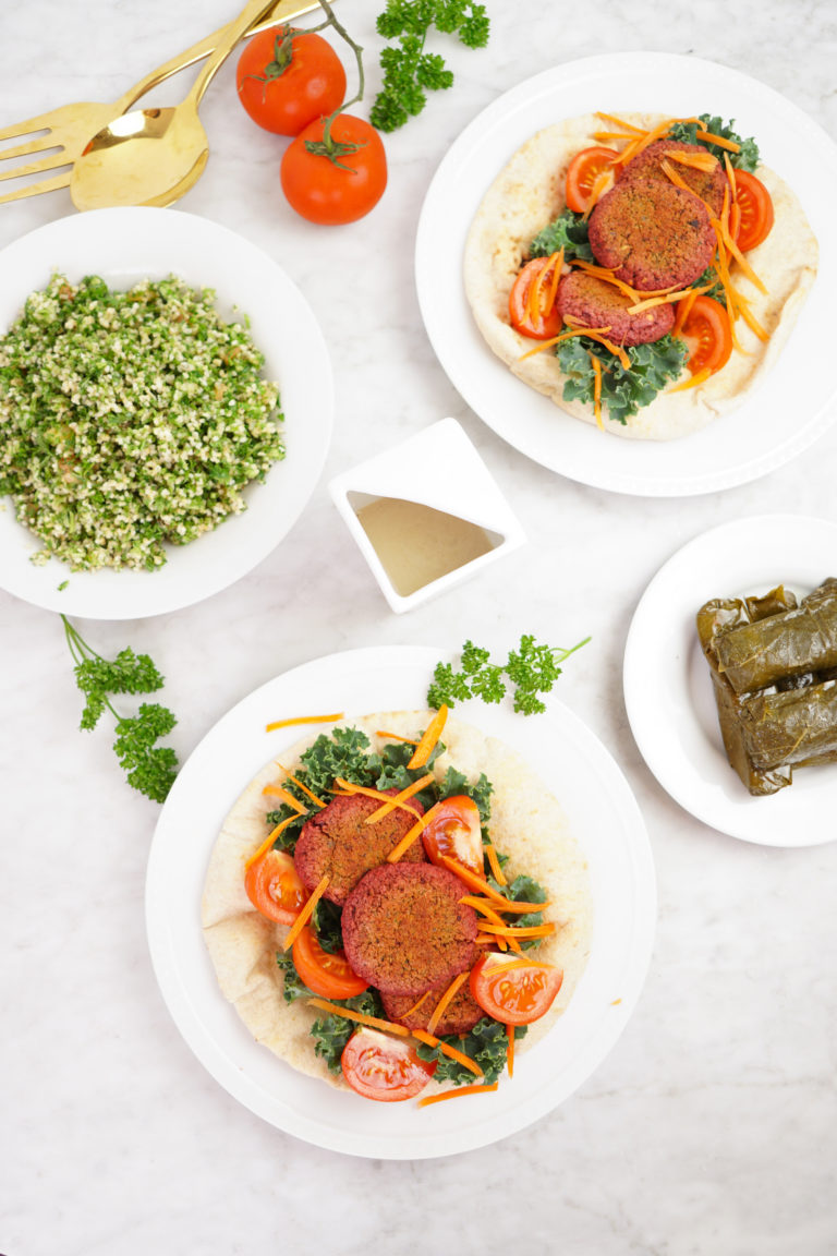 Red Lentil + Beet Baked Falafels with an Easy Lemon Tahini Sauce