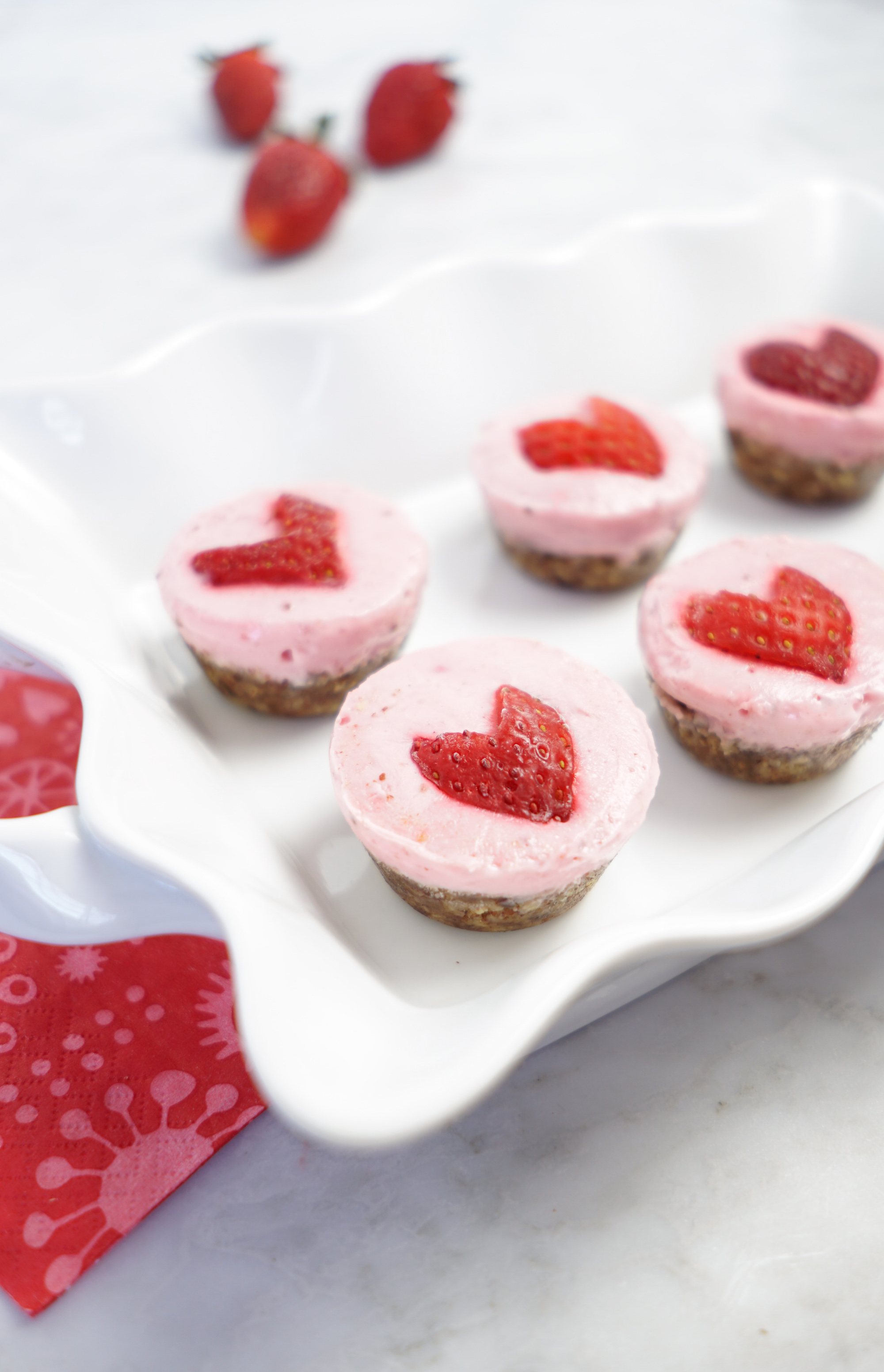 Vegan Strawberry Cheesecake Tarts 5 Ingredients, NoBake! // Whitney