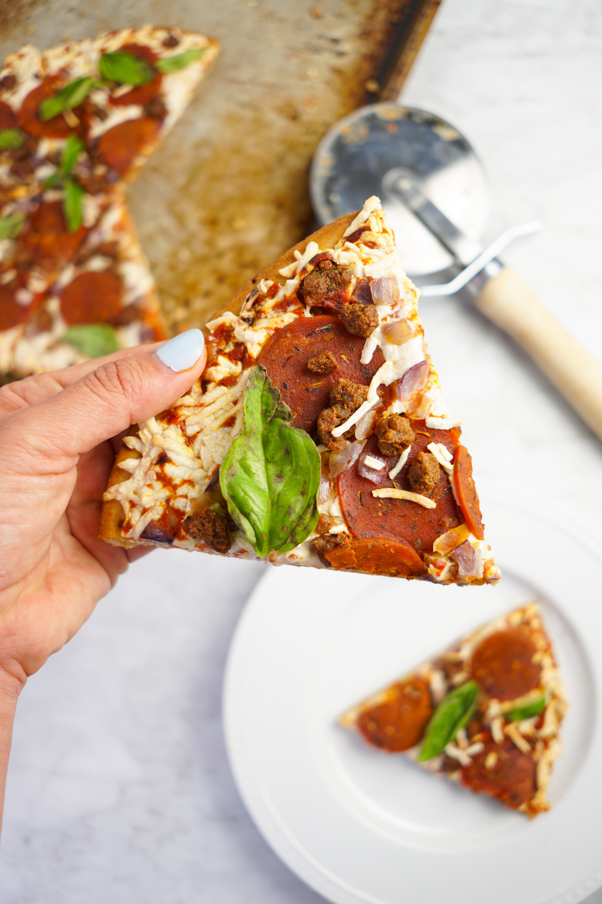 Slice of Daiya Meatlovers Pizza