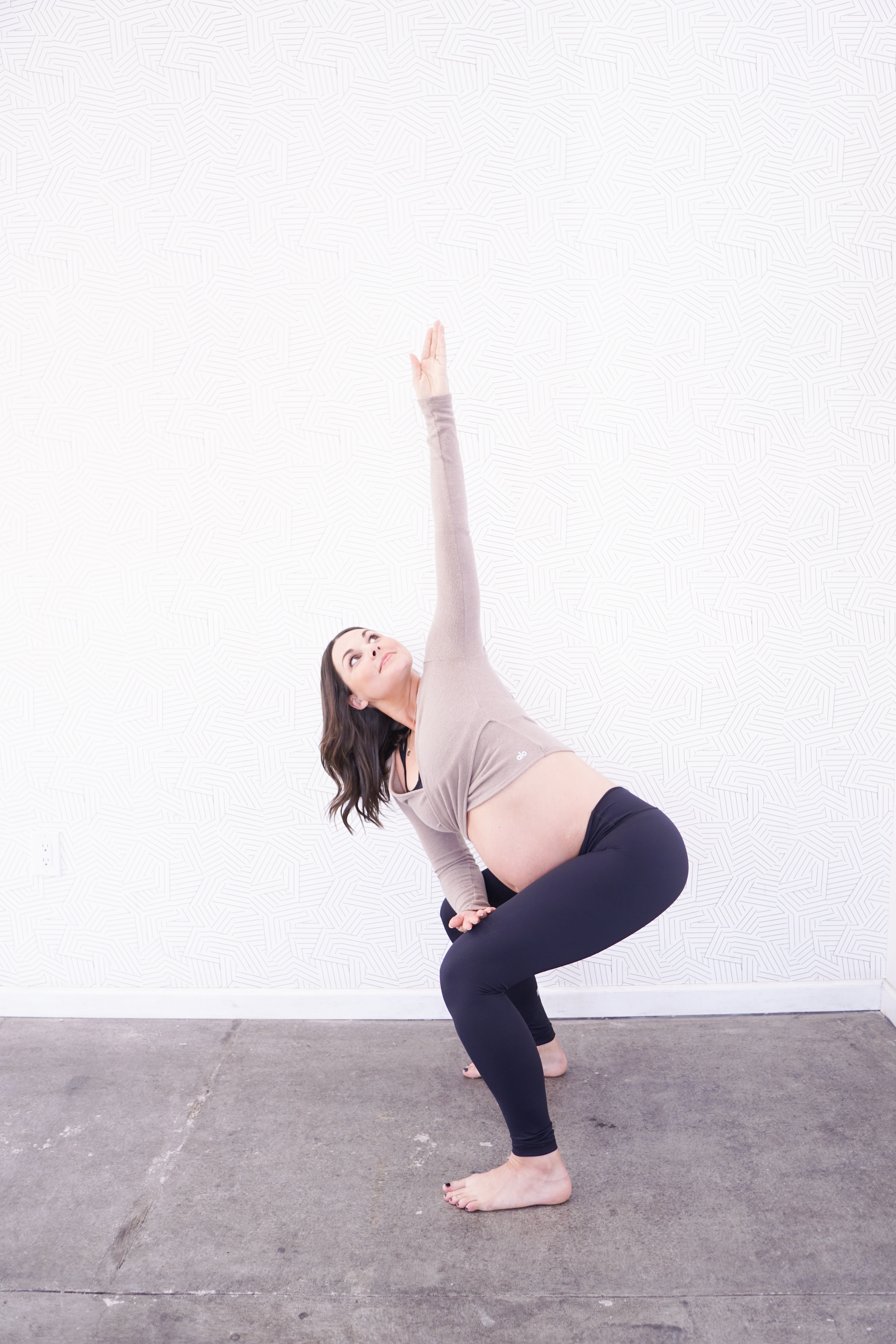 Prenatal Yoga Twisted Chair Pose Modification