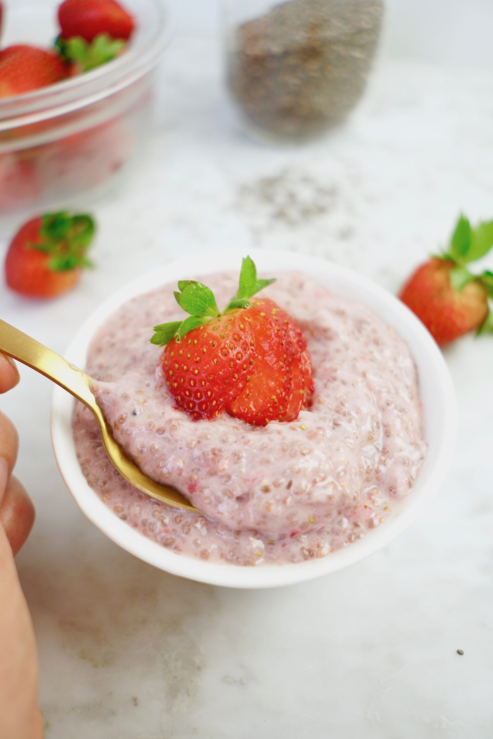 Strawberry Chia Pudding just three ingredients! // Whitney E. RD