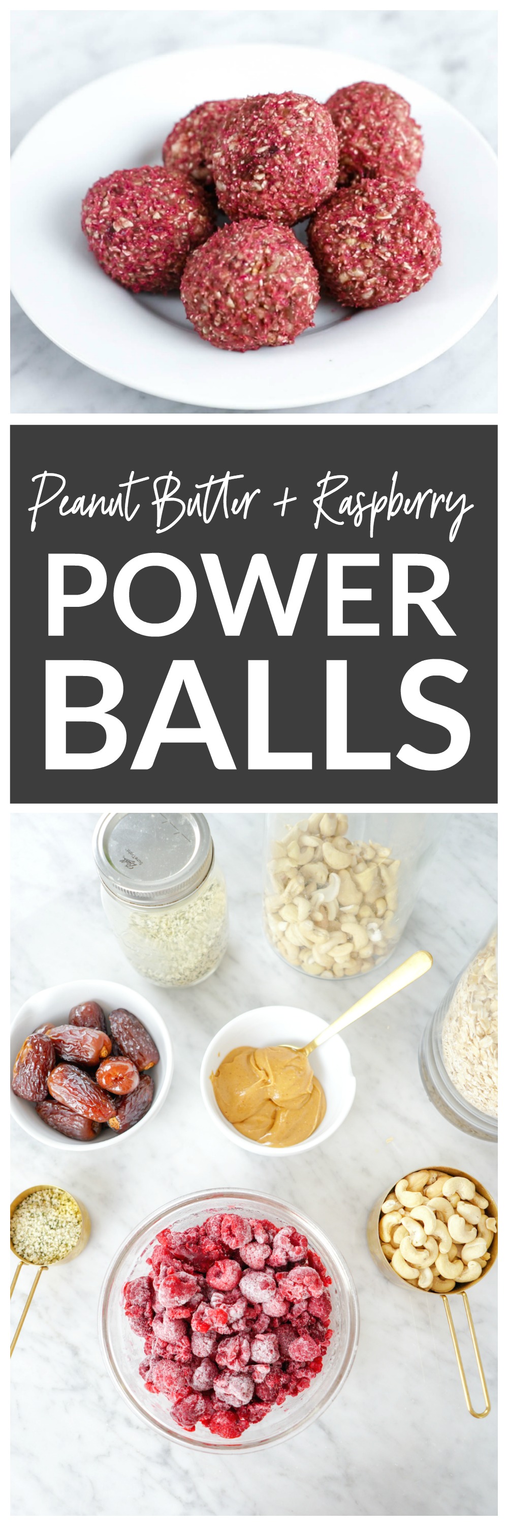 Peanut Butter Raspberry Power Balls - vegan, gluten-free