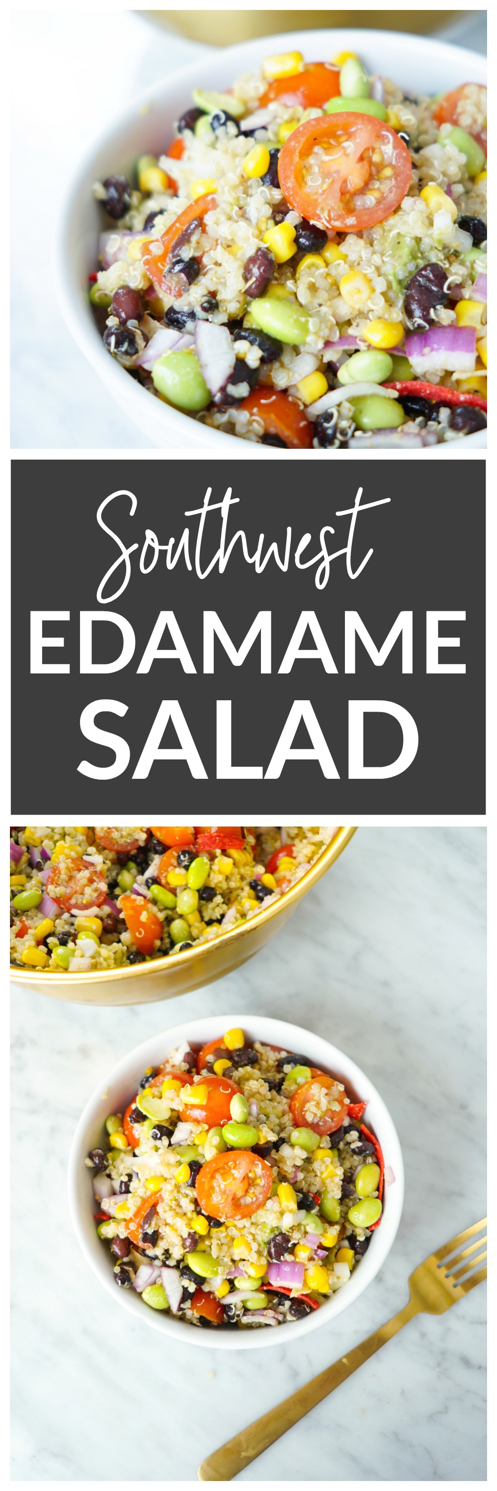 Southwest Edamame Salad - packed with vegan plant protein!