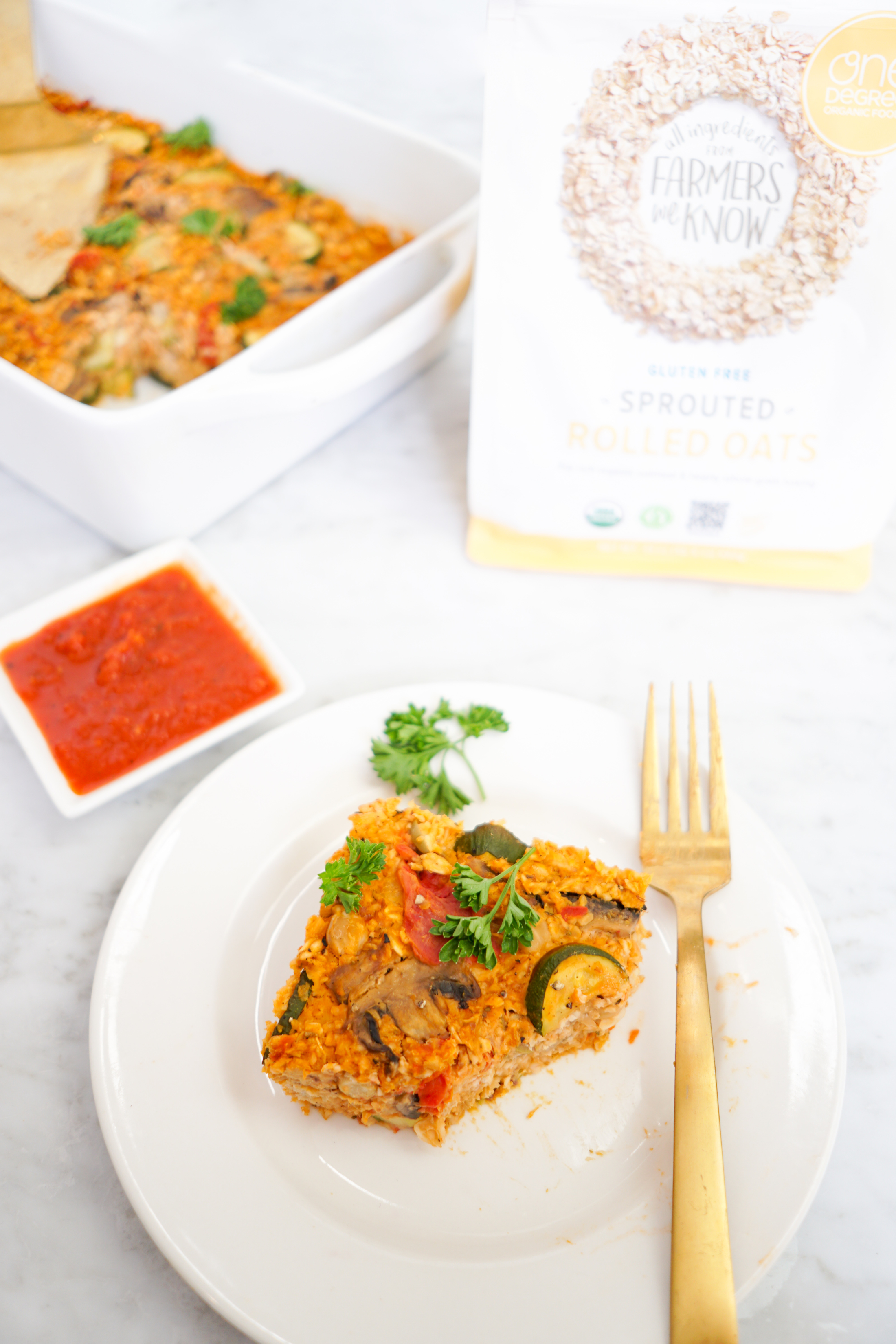 sprouted oats pizza bake