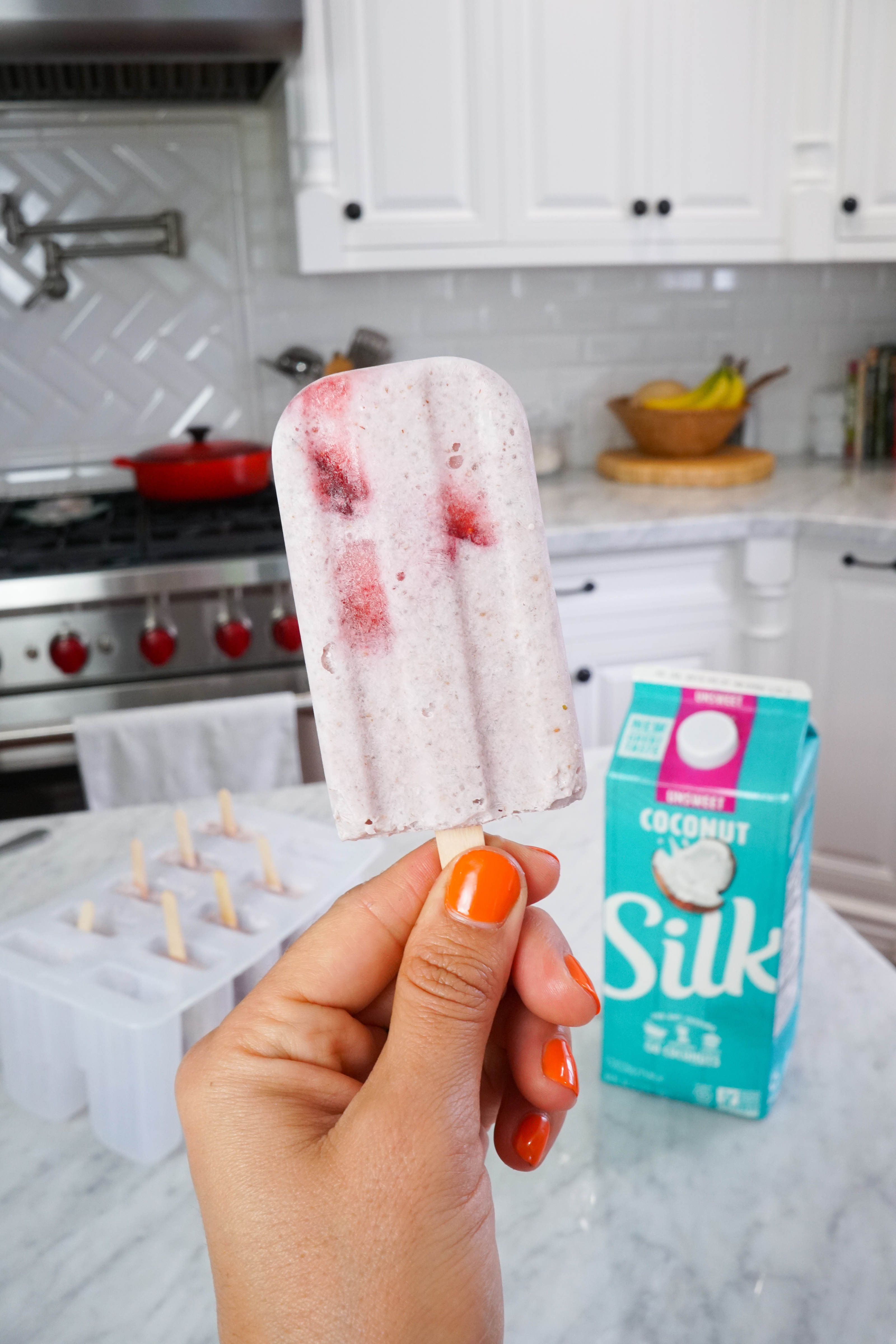 dairy free strawberries and cream popsicles