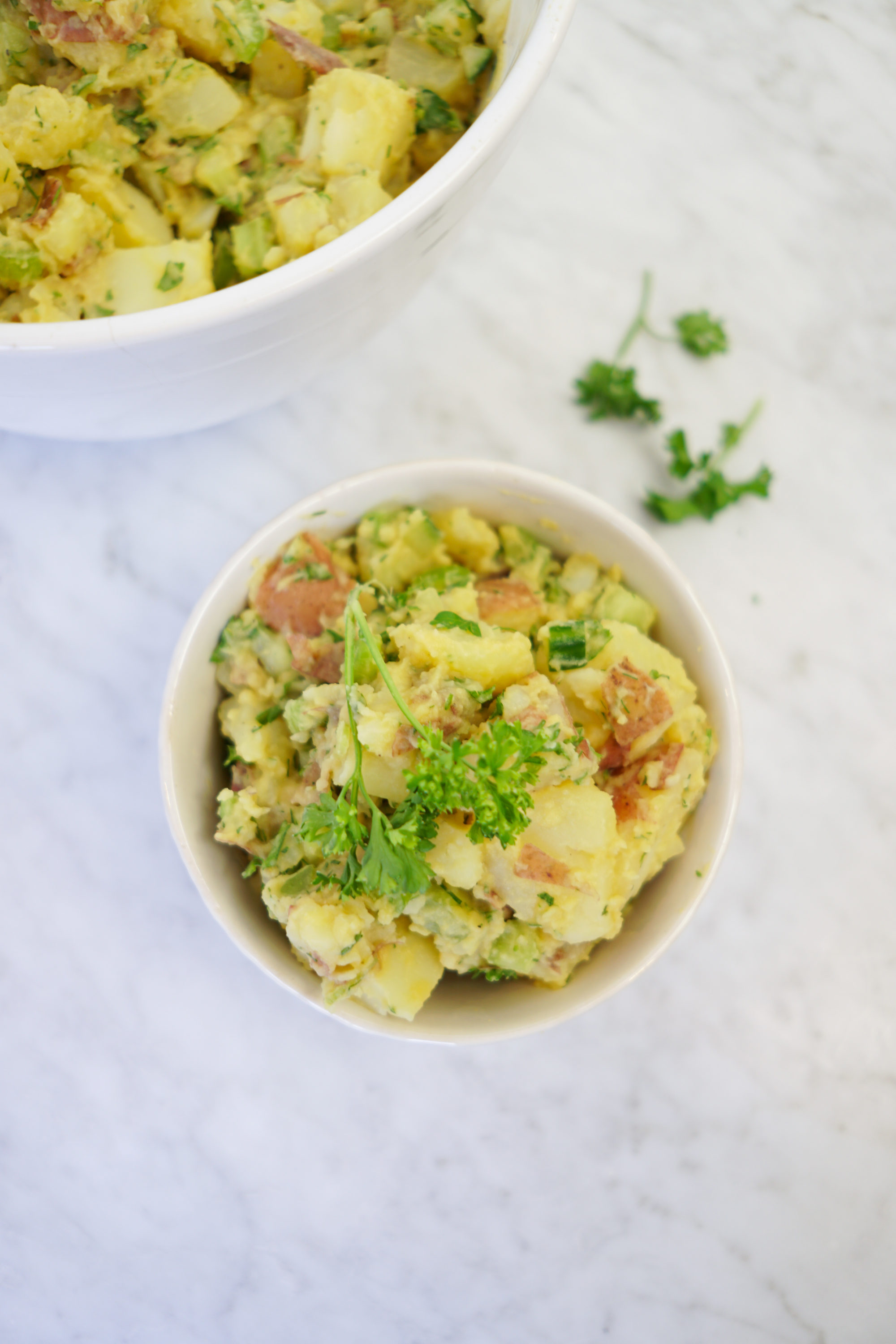 potato salad with bowl Whitney E. RD