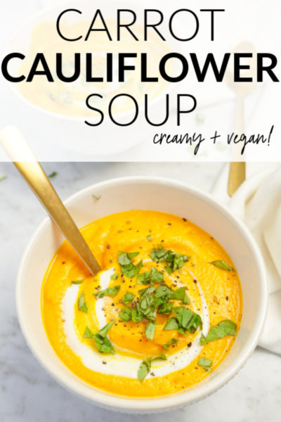 Creamy Carrot Cauliflower Soup - Dairy-Free // Whitney E. RD