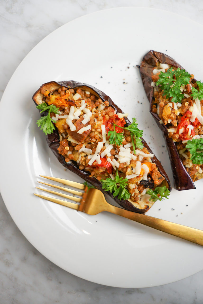 Savory Stuffed Eggplant Boats with Whole Wheat Couscous Whitney E. RD